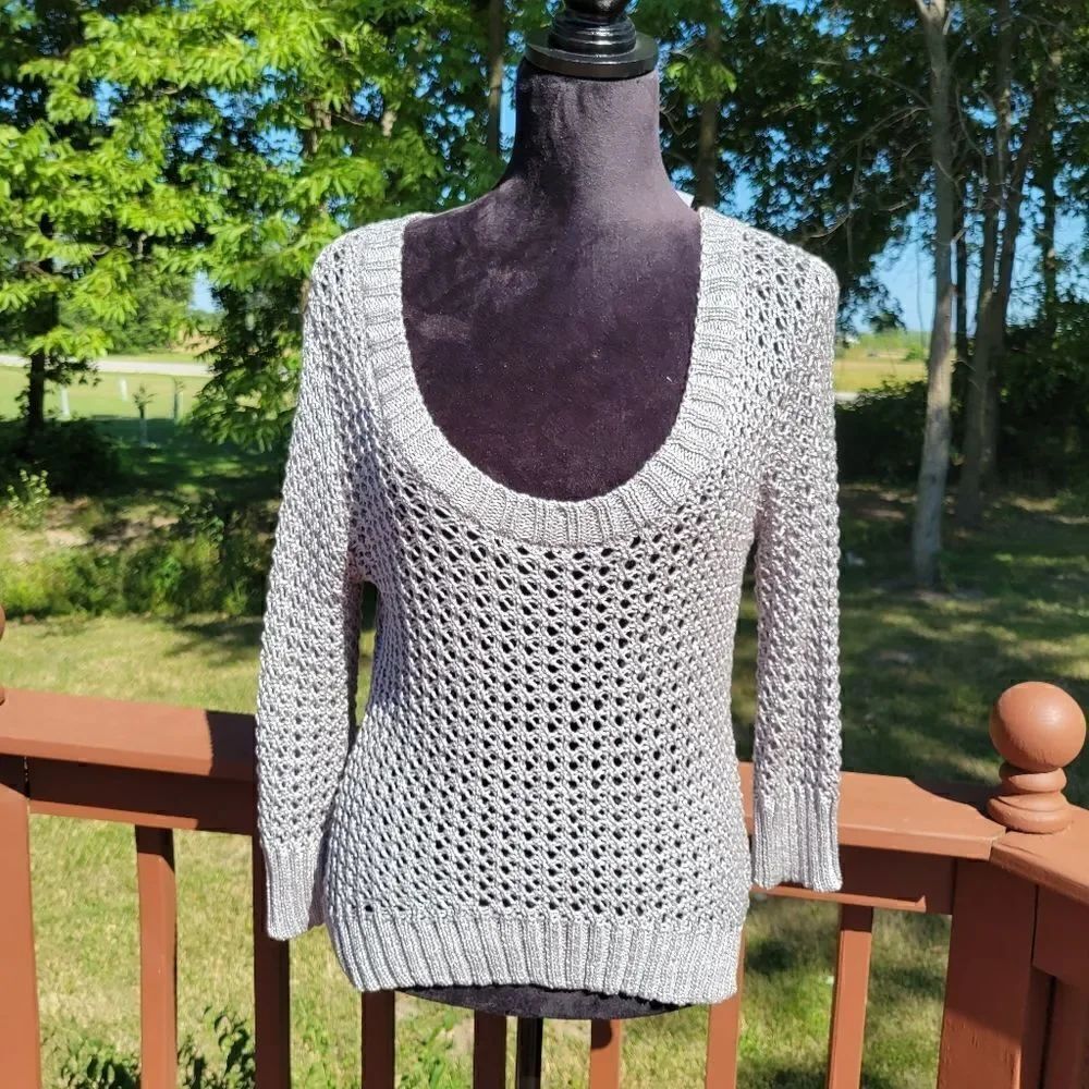 Rue21 Ladies Knit See thru Eyelet Pullover Sweater, Large,